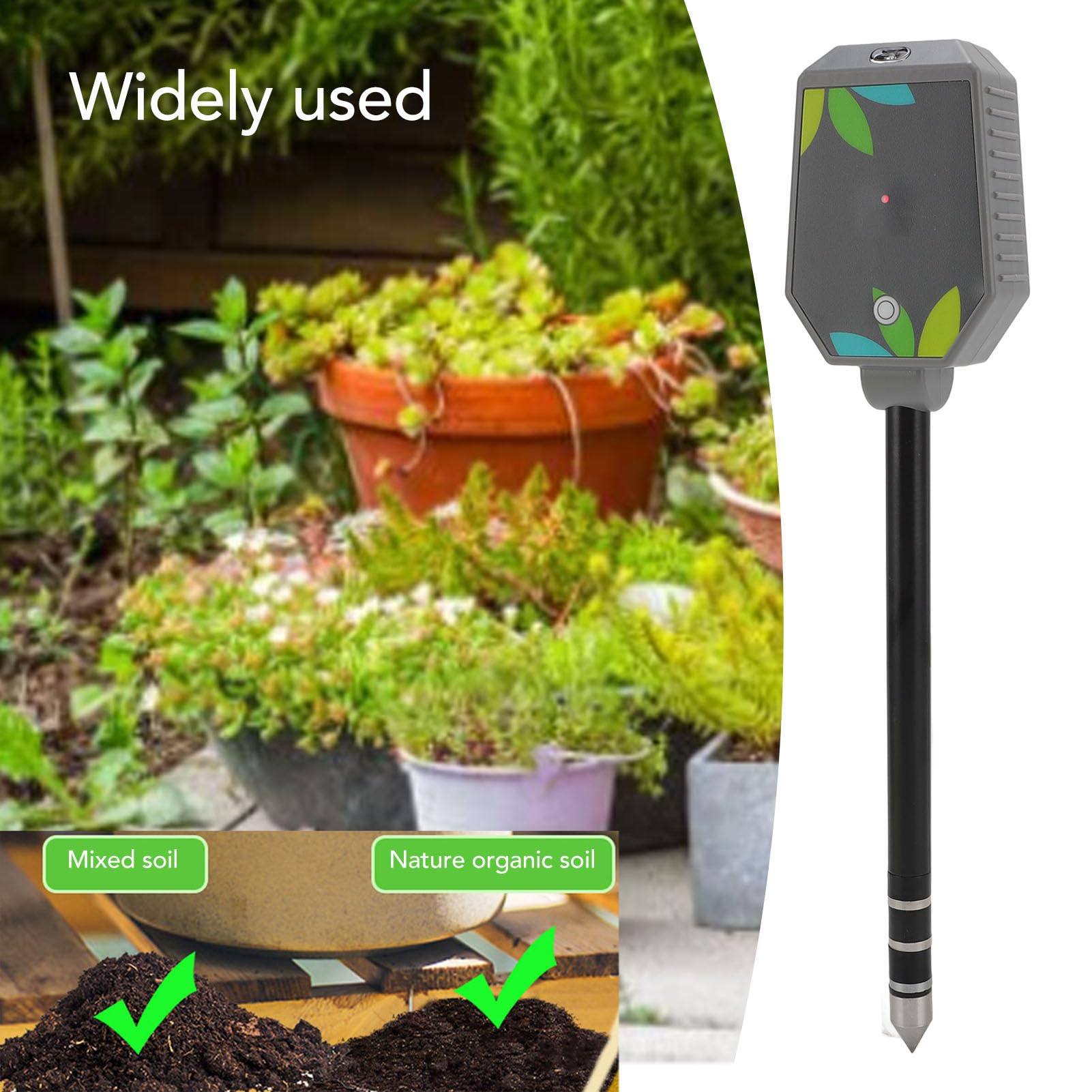 Cuifati 8 en 1 Kit de Prueba de Suelo, Medidor de Humedad del Suelo/medidor de PH EC/Intensidad Solar/probador de Suelo de Fertilidad, Pantalla LCD de Aire y Higrómetro de Suelo para el