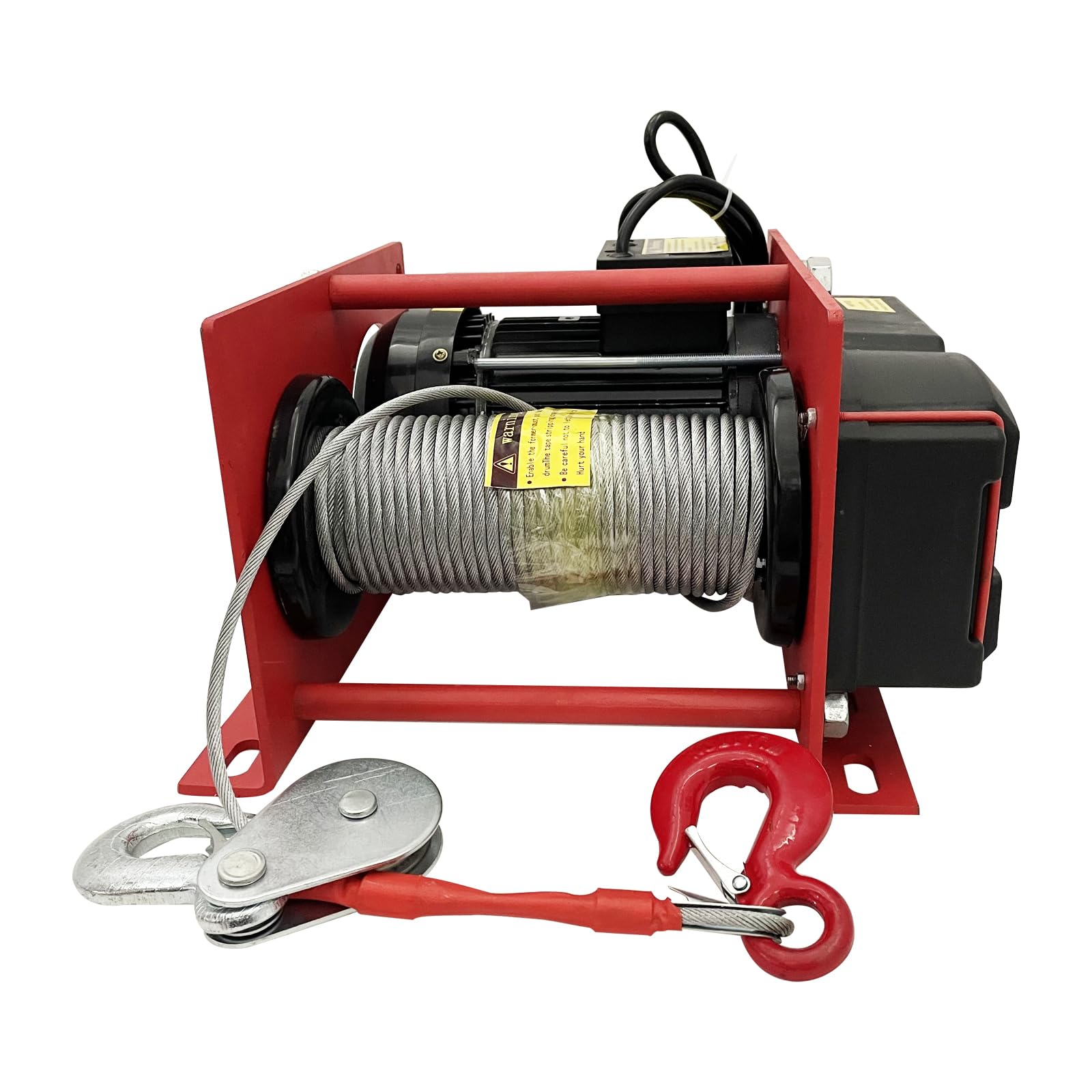 TECHTONGDA 1100lbs Lift Electric Hoist Portable Electric Power Winch with Wire and Remote Control Hoist Crane 98ft Lifting Height 220V 60Hz
