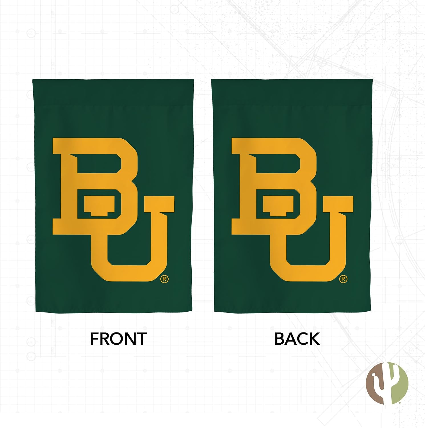 Desert Cactus Baylor University BU Garden Flag – 19 x 12 inch Baylor Bears Banner, For Outdoor Display and Events (Design K)