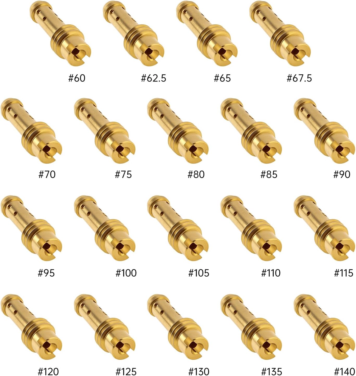Windance 19 pcs/Box High Precision #60 - #140 Carburetor Slow Jet Kit Fit for Mikuni VM TM Carburetor VM22/210 with 5 pcs Cleaning Needles, 5 pcs Brushes, Brass Carb Pilot Jet (#60 - #140)