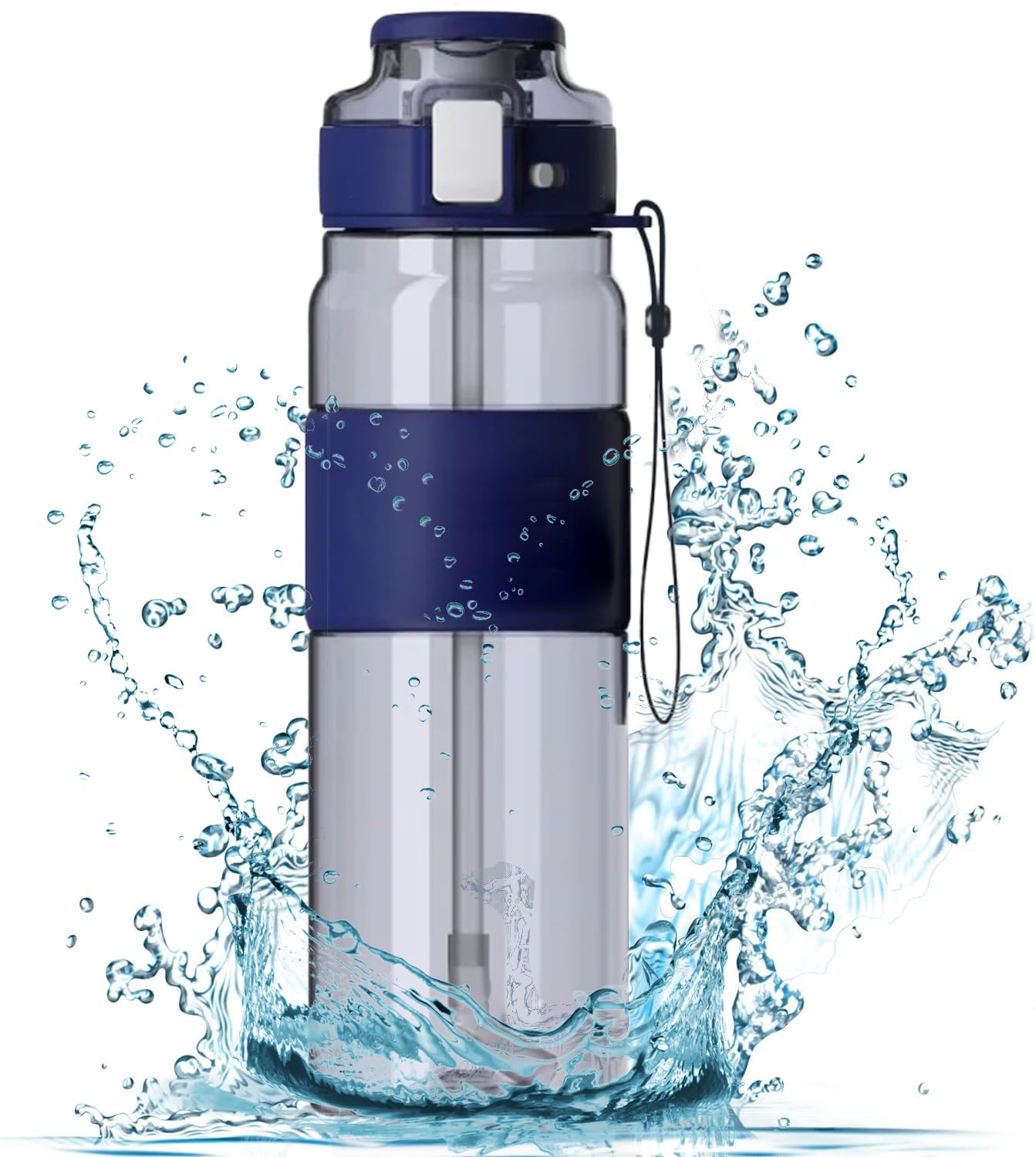 860 ml Smart Sip-on Water Bottle - Clever Design, BPA-free Tritan, Lightweight, Leakproof, Stylish, Practical, Water, Sports Drinks, Hydration, Gym, Office, School, Cycling, Outdoors, Kitchen, Unisex