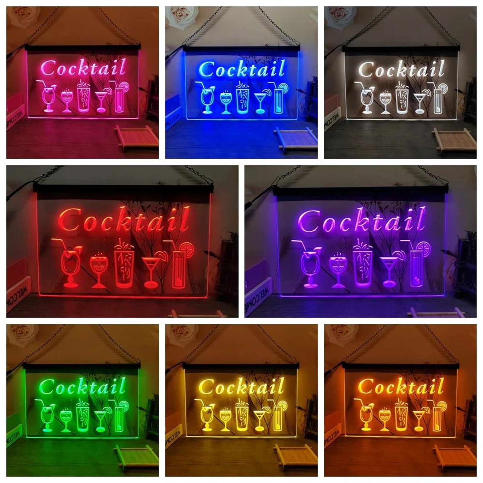 Amazon.co.jp: Cocktail カクテルLEDネオンライト、カクテルクラブ7色