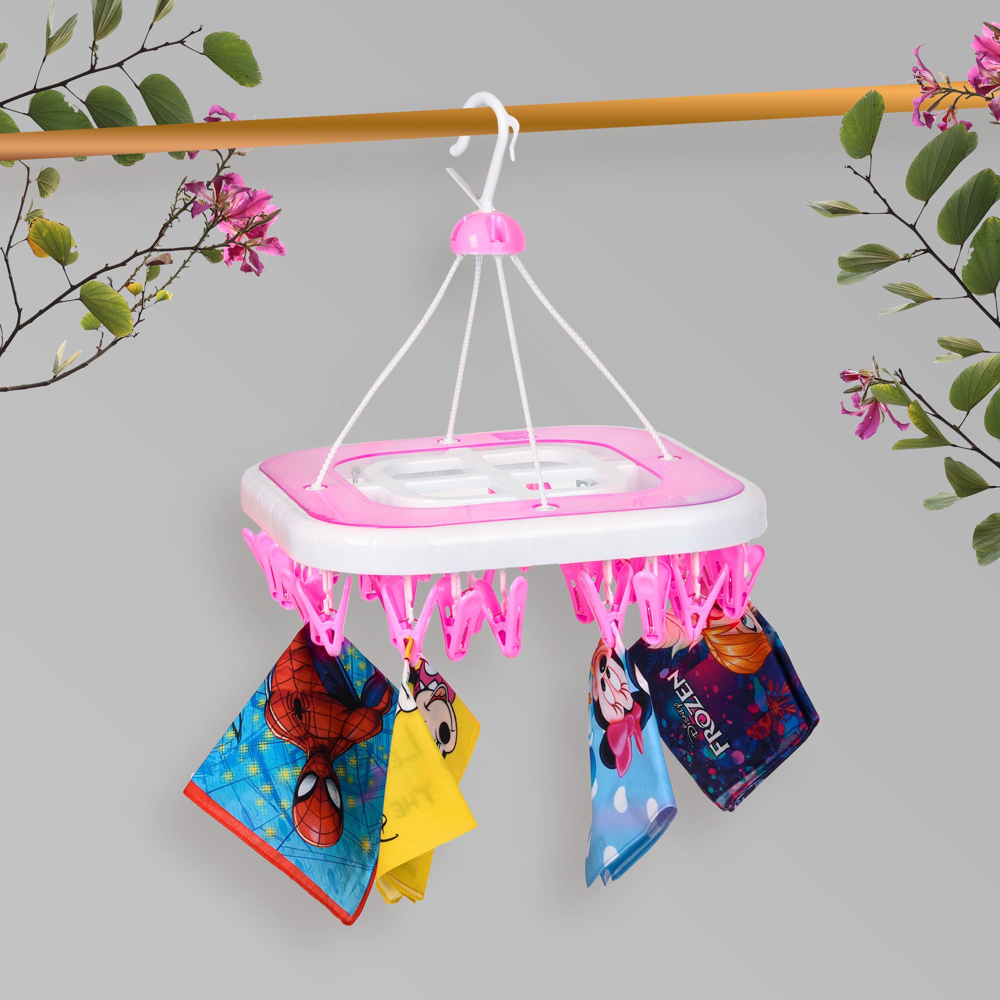 Heart Home Cloth Drying Hanger | 36 Clips Cloth Hanger | Cloth Drying Stand | Baby Cloth Drying Pegs | Clothes Hanger Pegs | Square Cloth Drying Clips | Transparent Pink (B0CY2RYYPZ) Amazon Price History, Amazon Price Tracker