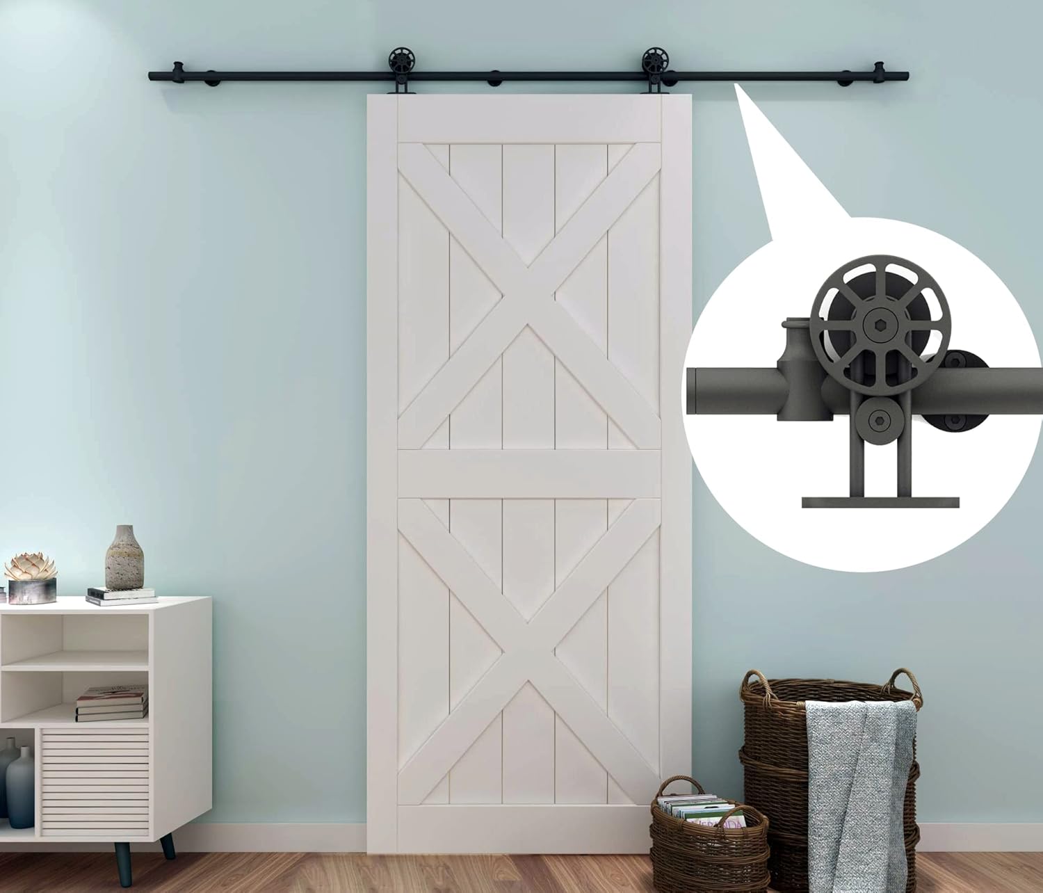 Buy DIYHD 5FT Top Mount Black Sliding Barn Wood Door Track Kit Barn