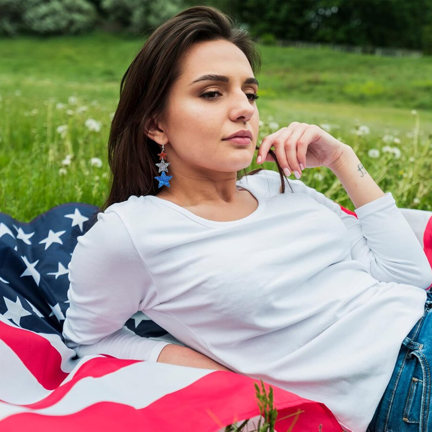 4 Pairs 4th of July Earrings for Women Independence Day Earrings Patriotic Star Earrings - Image 5