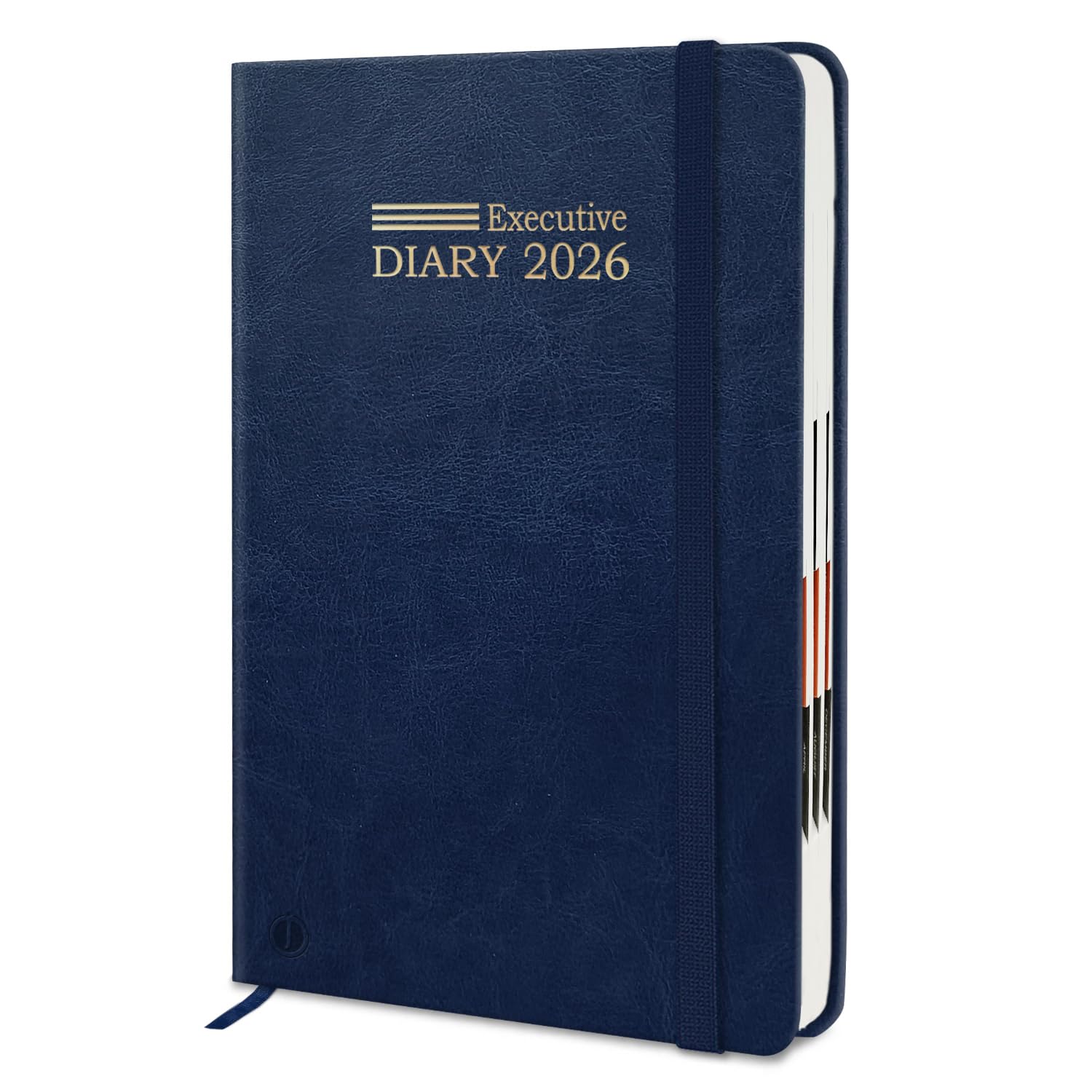 Jhingalala Diaries - Hard Bound Leather Executive 2026 Dated Planner Diary with 365 Dates, Daily Planner, Calendar 2026, Size: 21 x 15 cms (Blue)