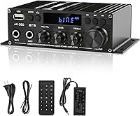 Vista 1 de Stereo Amplifier Home Audio Receiver AK-390,AMP Speaker Bluetooth 5.0 Amplifier 400W+400W 2 Channels with 12V/5A Power Amplifier HiFi Amplifier FM