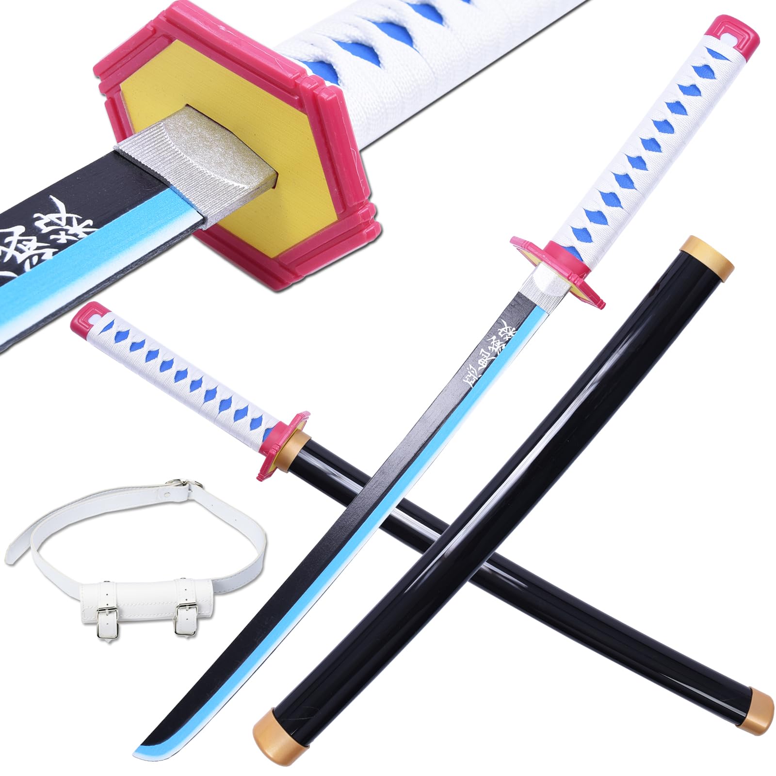 Purple flame Demon Slayer Sword 30inch Cosplay Sword Rengoku Kyoujurou Sword Tokitou Muichirou Sword Original Texture, Wide Selection of Styles (guyin-78cm-fuganglanse)