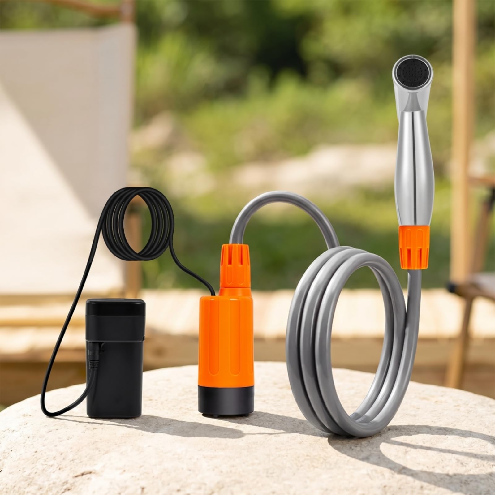 predolo Ducha Camping con Bomba Eléctrica Ligera Ducha Portátil con Bomba Eléctrica Silenciosa para Campistas