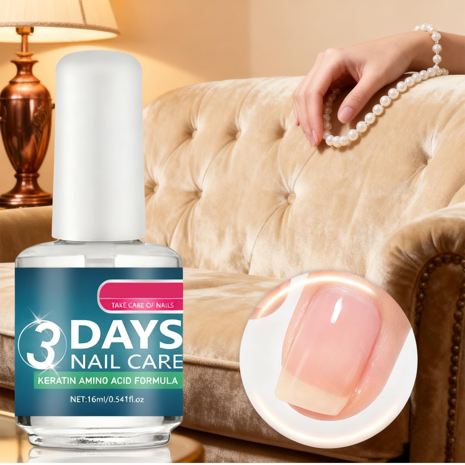 Cura delle unghie in 3 giorni, siero fortificante alla cheratina e agli aminoacidi per unghie fragili e danneggiate, siero di crescita da 16 ml e smalto trasparente per una manicure forte e morbida (2