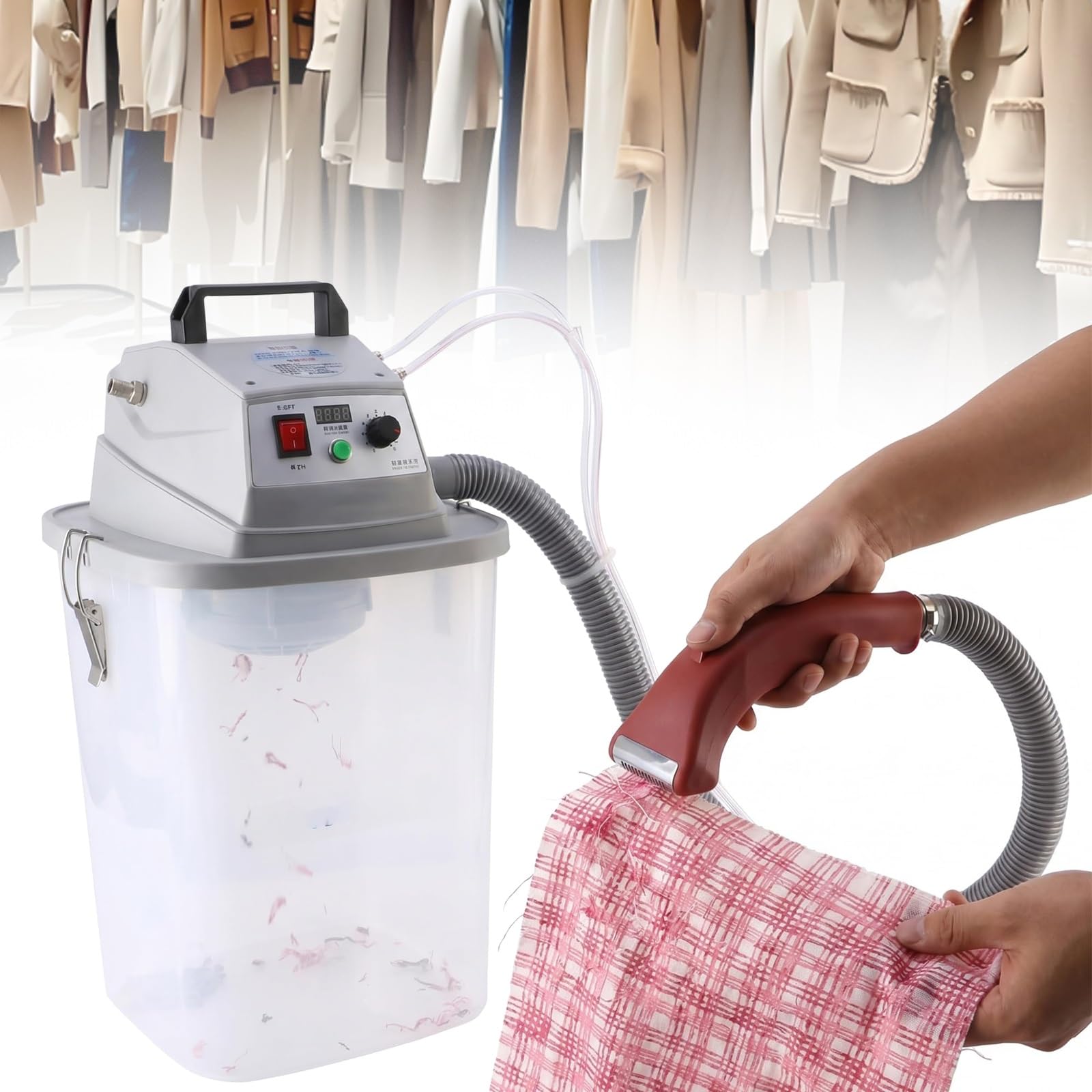 Machine de découpe de fil de tissu 450W avec réglage en continu et bac