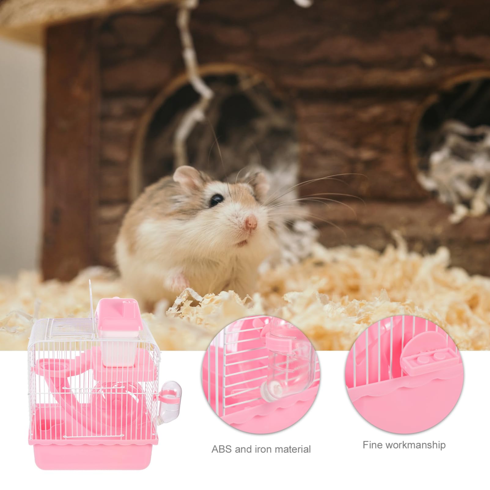 UPKOCH Casetta Rifugio per Criceti e Ratti, Piccolo Nascondiglio Rosa | Design a Doppio Strato, Abs e Ferro, per Ratto e Hamster, Uso Decorativo Domestico Tutto L'anno