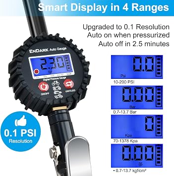 ENDARK Digital Tyre Pressure Gauge and Inflator, Car Air Compressor for Car, Bike, Truck, Motorcycle