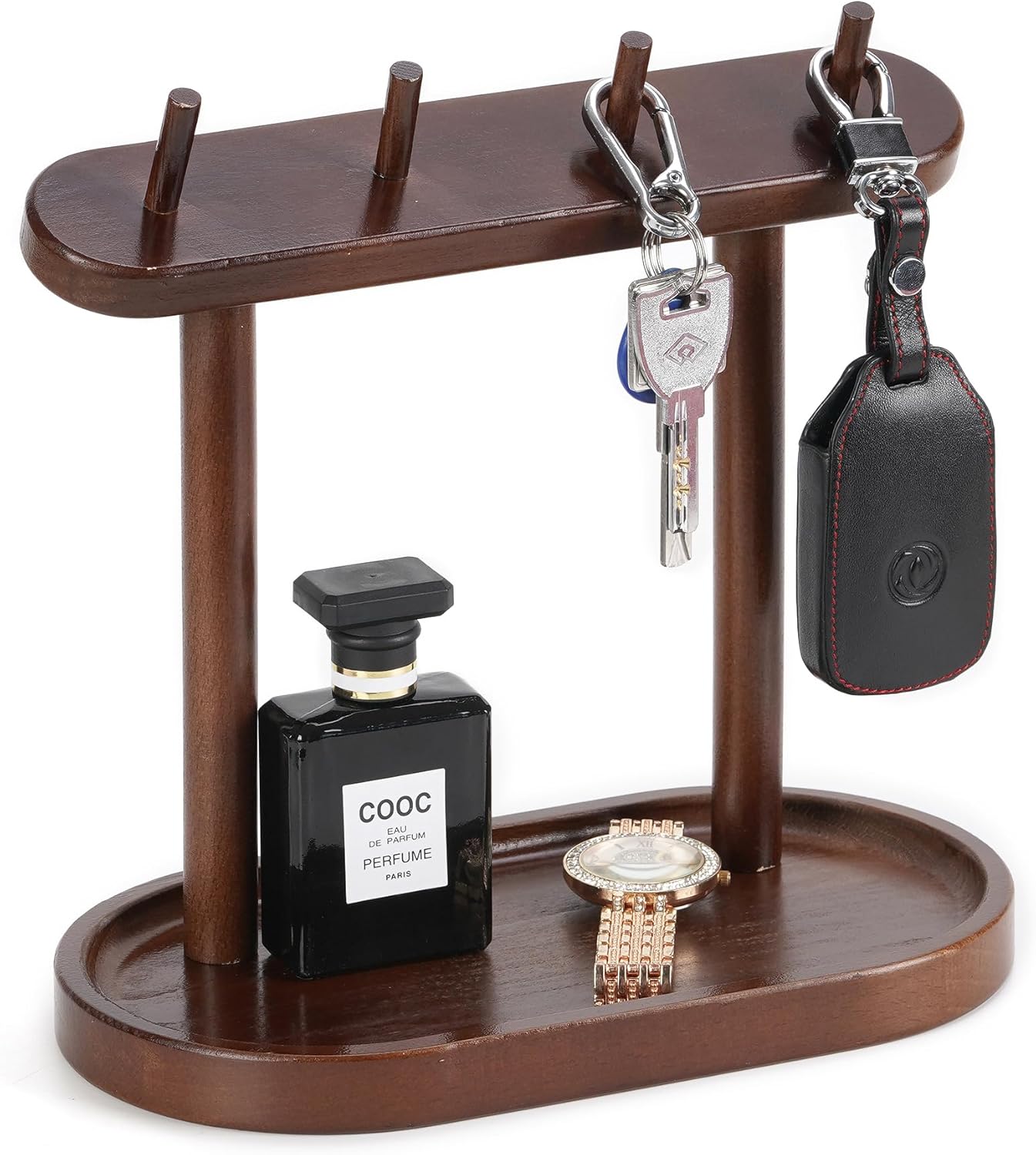 WPKLTMZ Wood Entryway Tabletop Key Holder Rack,Rustic Burnt