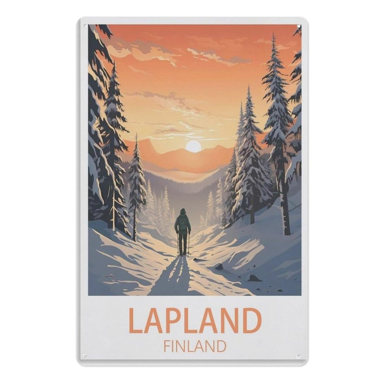 Xjufw A-15 Tin Sign Vintage Retro Man Cave Bar Pub Shed Novelty Gift Aluminium Metal Tin Wall Décor Sign，Lapland Finland 30X40cm(12X16 Inch) Aa-889