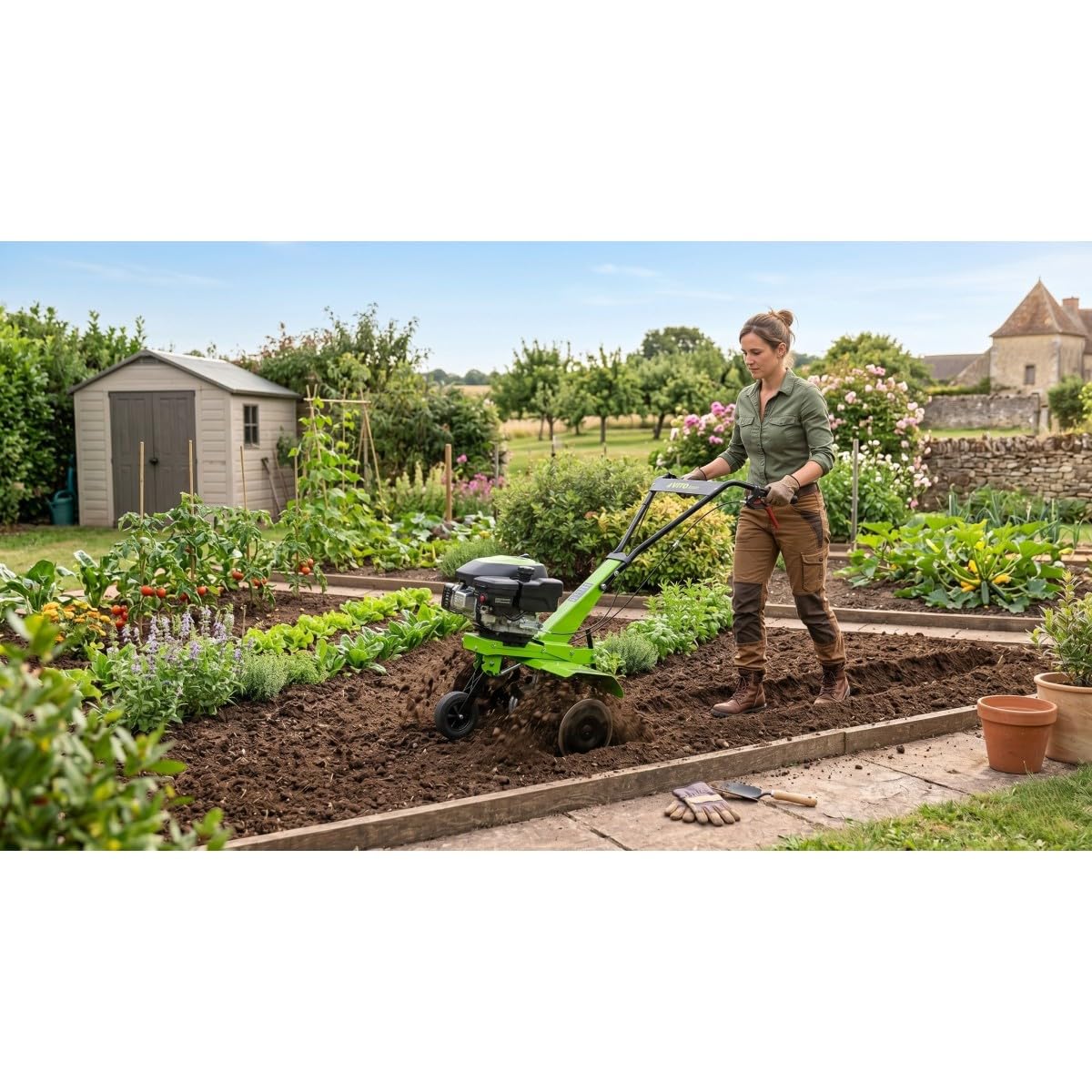 VITO – Motobinadora térmica 5 CV 149 Cm3 ancho de trabajo 630 mm fresa Ø260 mm – Motobinosa gasolina 4T Labourer Jardín Huerto