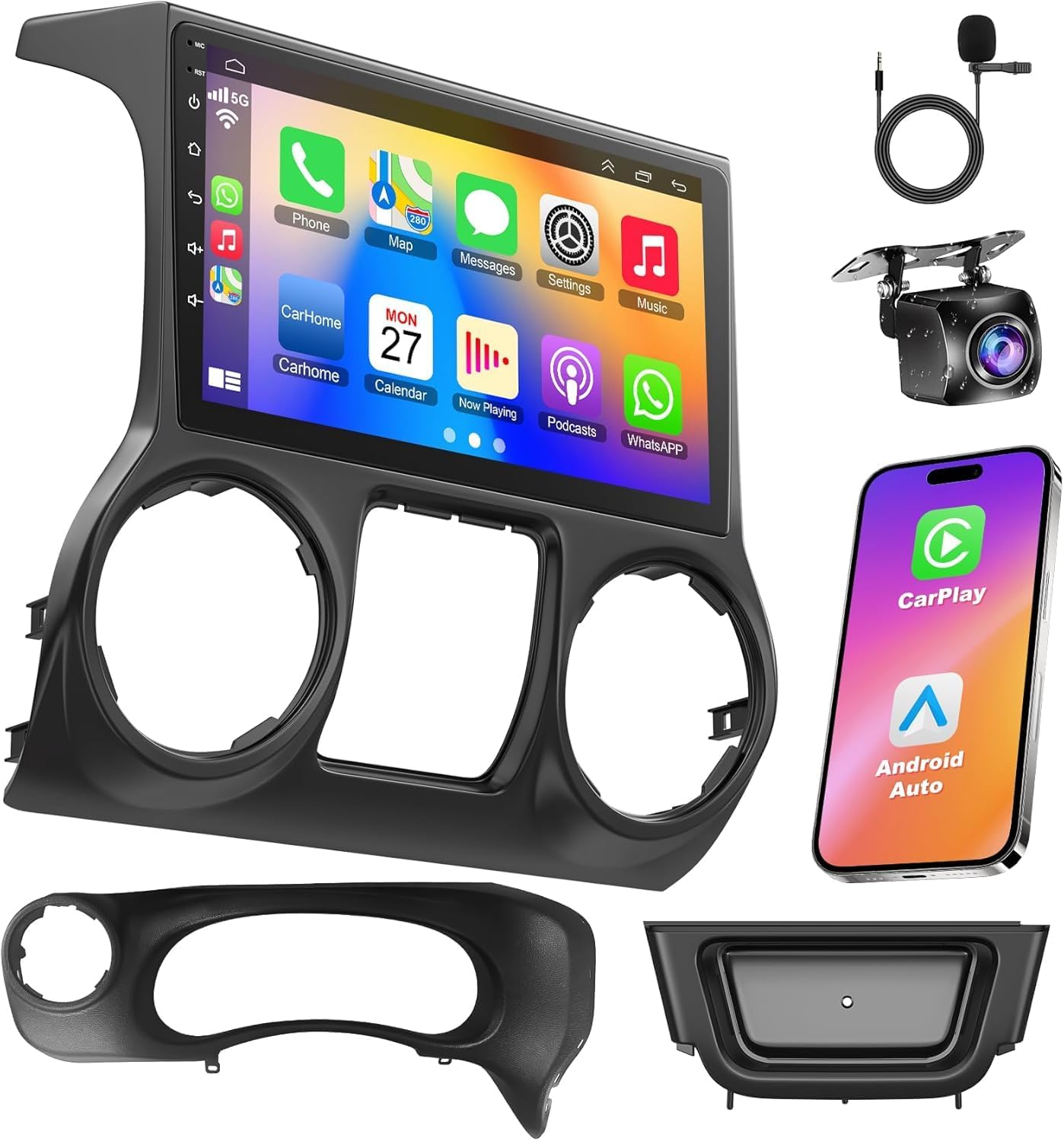 Android 13 Car Stereo for Jeep Wrangler 2015-2017 with Carplay and Android Auto,10.2 inch Touch Screen,Bluetooth,WiFi,GPS,FM Radio,Backup Camera,4GB+64GB