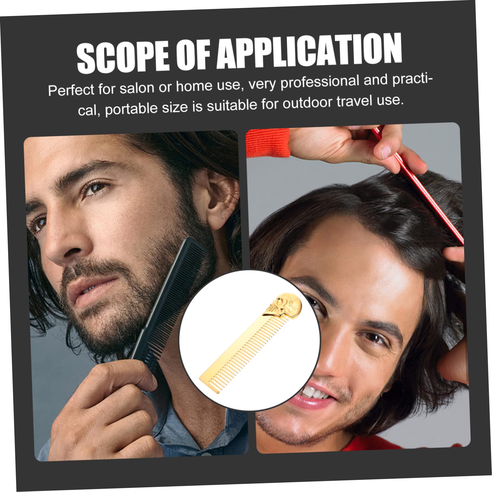 POPETPOP 3pezzi Pettine Per Barba Da Uomo Lega Di Zinco Comodo e Portatile Accessorio Per Acconciature Maschili Adatto Per Uso Domestico e Viaggi Resistente e Professionale Ripara e