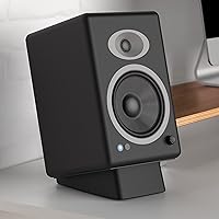 Vista 8 de HumanCentric Soporte de altavoz de escritorio para altavoces medianos, elevador en ángulo de silicona antivibración para computadora, estantería