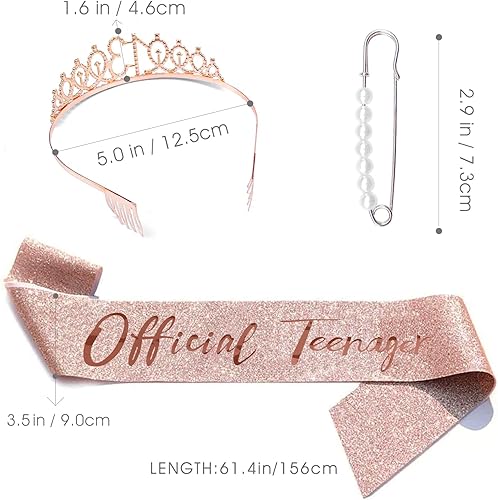 Miniatura 4 de FUNSACHY Juego de tiara de banda y diamantes de imitación para cumpleaños número 13, regalos de cumpleaños de 13 años para ella, decoraciones de