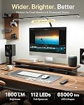 ONEMIX 42" LED Desk Lamp with Clamp, Architect Desk Light with Remote, Adjustable 4-Segment Bar, 1800LM Bright, Eye-Caring Desk Lamp for Home Office, Reading, Study, Dual Monitors, Workbench (Black)