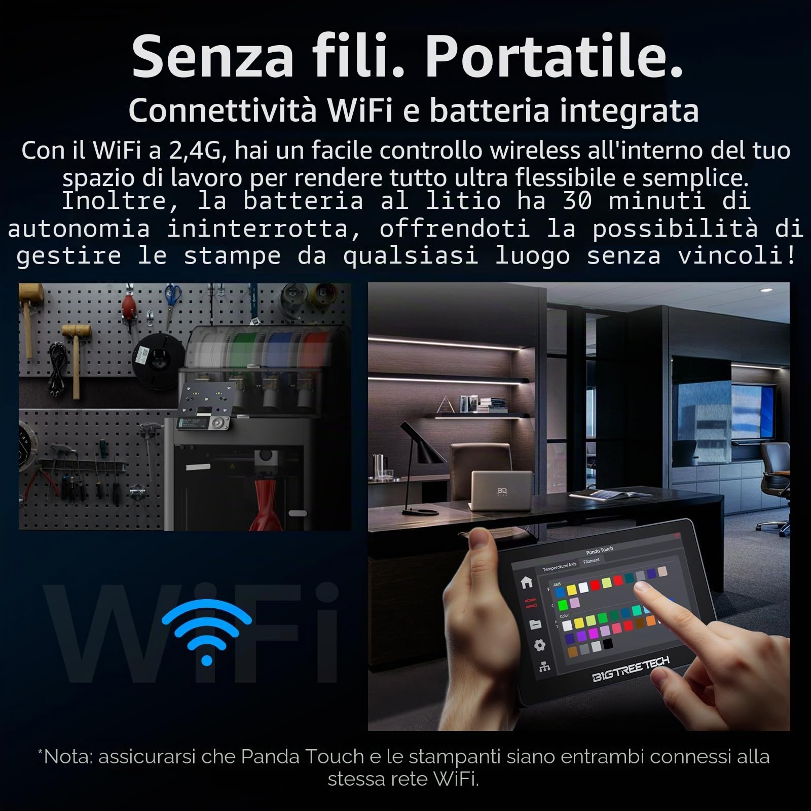BIGTREETECH Panda Touch, Compatibile con le Mini Stampanti 3D Bambu-lab P1S/P1P/X1C/A1/A1, kit di Aggiornamento del Touch Screen, Supporto AMS e Gestione di Più Stampanti, Plug & Play
