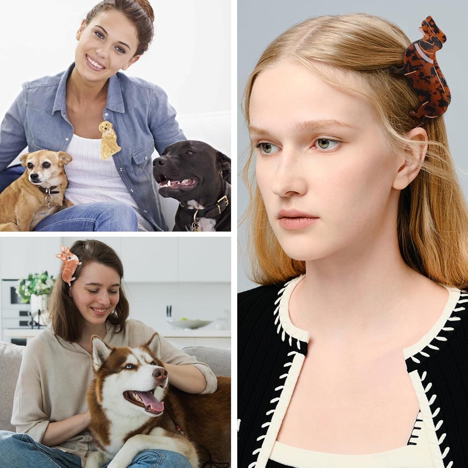 Cute Dachshund Corgi Golden Retriever Dog Claw Clips - Animal Cellulose Acetate Hair Clips for Women Girls, Puppy Lovers Funny Gifts (Pack of 3） - Image 5