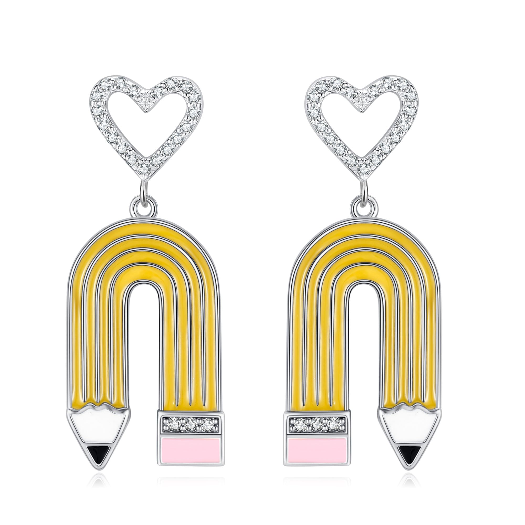 Boucles d'oreilles crayon argent 925 DAYLINLOVE pour enseignante - 7
