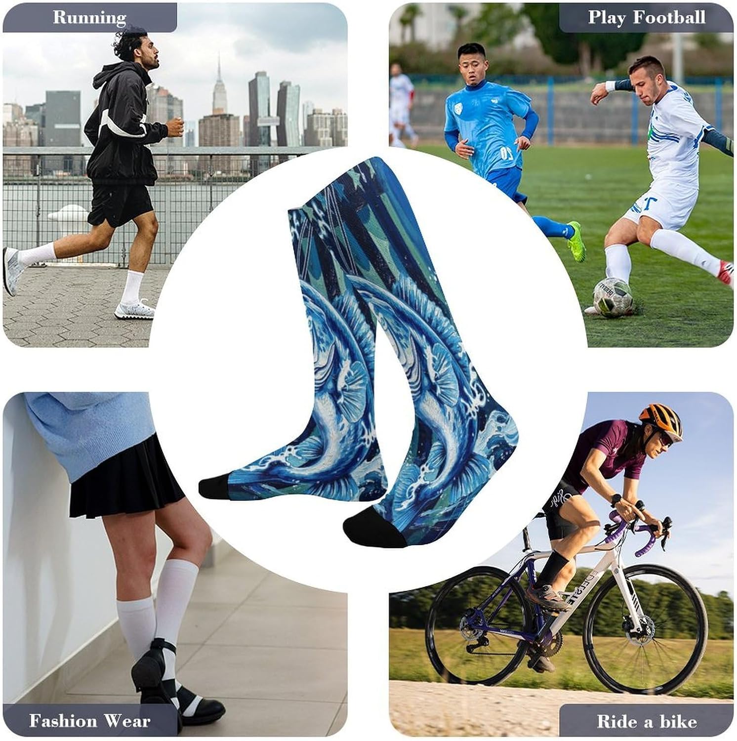 Fish Crew Socks Calf Socks Athletic Crew Sock