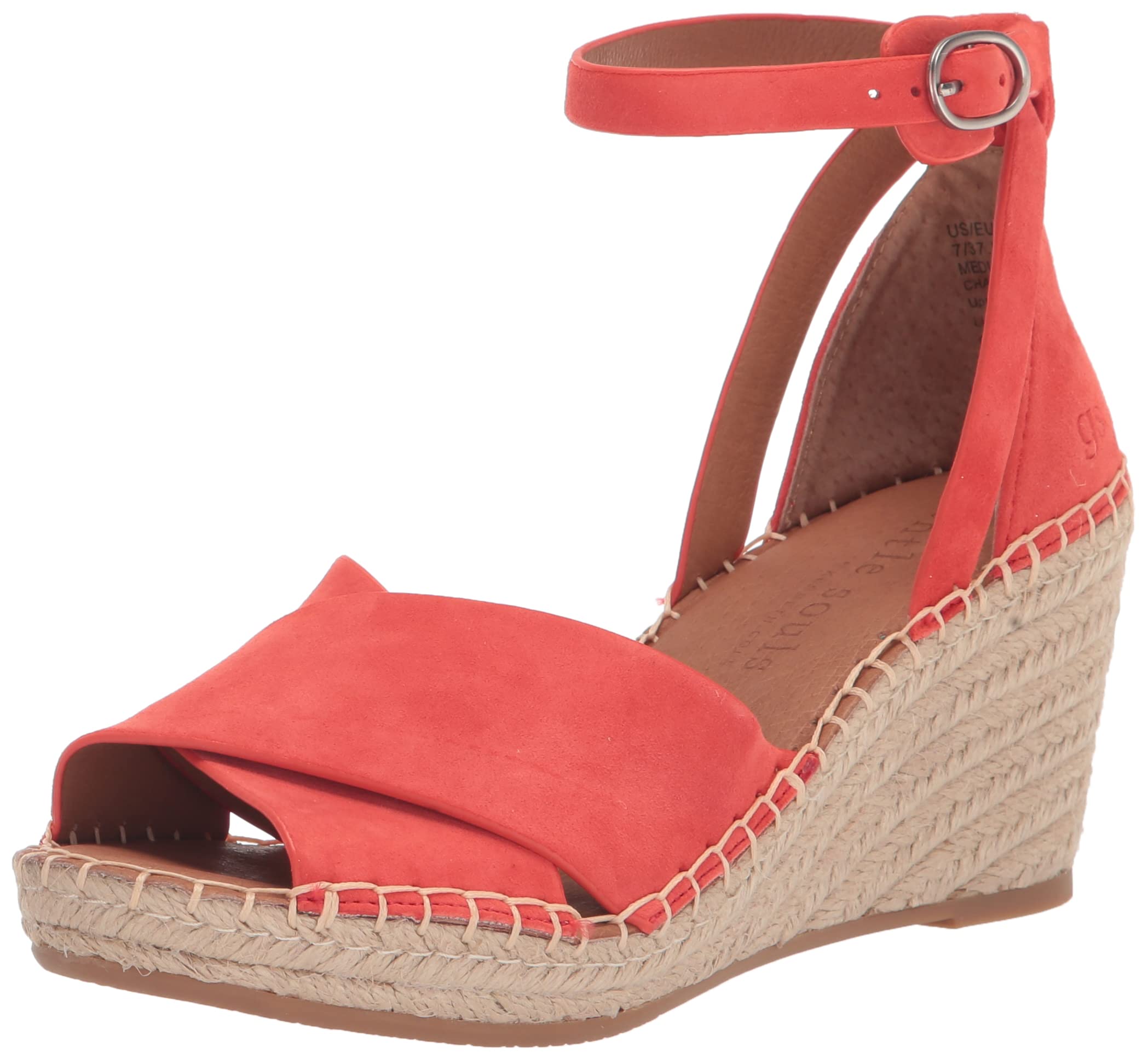 Gentle Souls by Kenneth Cole Women's Charli X Band Buckle Heeled Sandal Espadrille Wedge