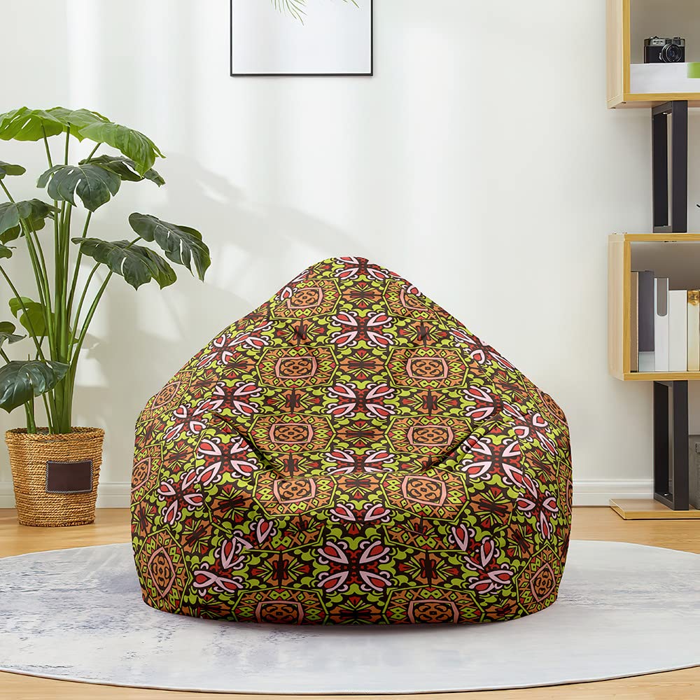Highdi Boho Style Bean Bag No Filler Gaming Beanbag Chair Cover for Kids Adult Without Filling Highback Comfortable Lazy Sofa Beanbag Soft Toy Storage Bean Bag Seat (80x90cm,brown) โ image 1