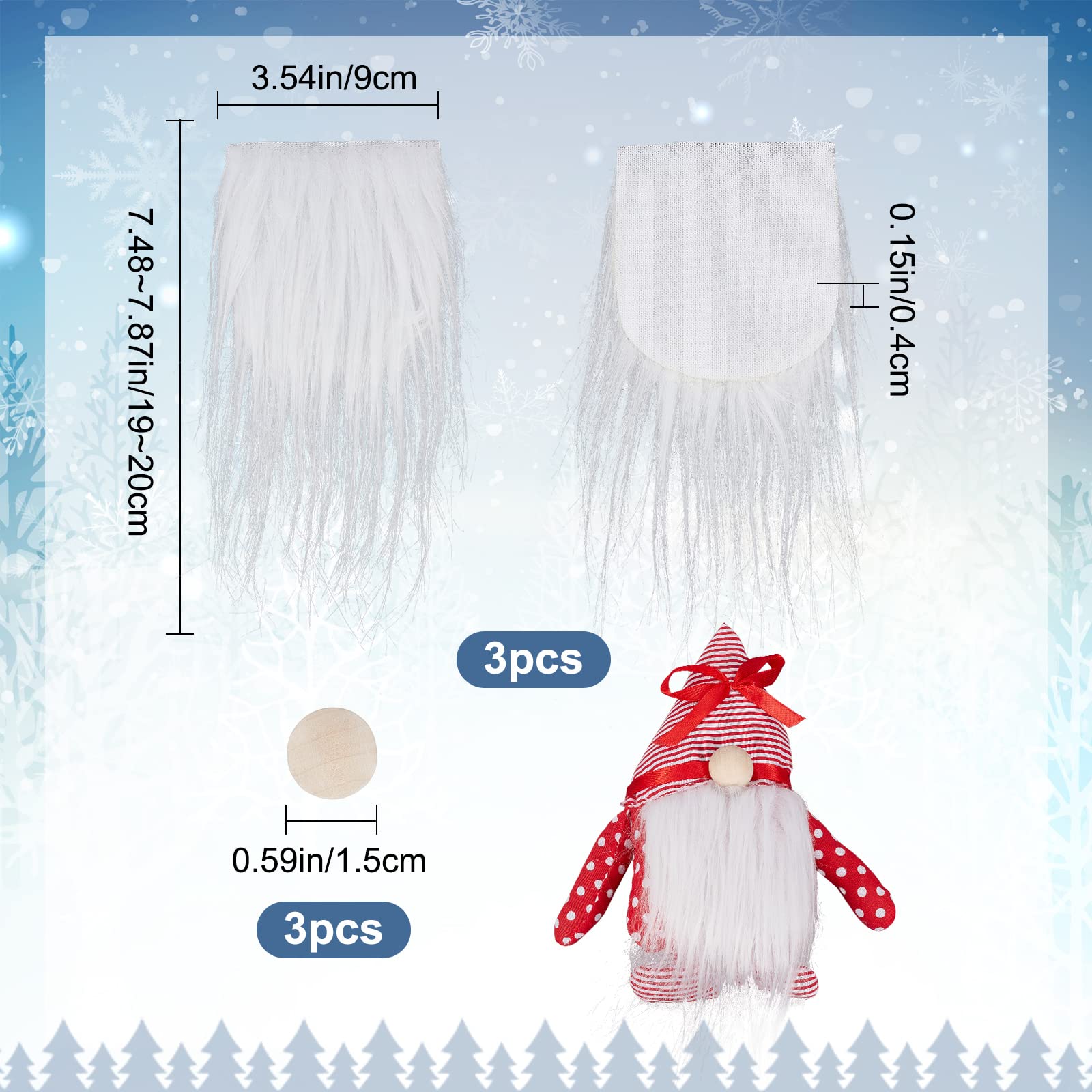 GORGECRAFT 6 Pieces Gnome Beard Unfinished Wooden Balls Braids Dwarf Beard Kit Faux Fur Beard Hair Set for DIY Handmade Gnome Sewing Craft Patches Easter Christmas Party Supplies - Image 2