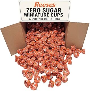 Zero Sugar Miniature Milk Chocolate Peanut Butter Cups – 4 LB Bulk Box (Approx. 210 Pieces) – Individually Wrapped Sugar Free Candy – Guilt-Free Chocolate Treats, Candy Buffets & Office Snacks