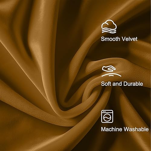 Miniatura 3 de Lazzzy Cortinas opacas de terciopelo dorado de 108 pulgadas, cortinas extralargas para dormitorio, sala de estar, tratamiento de ventana, cortinas