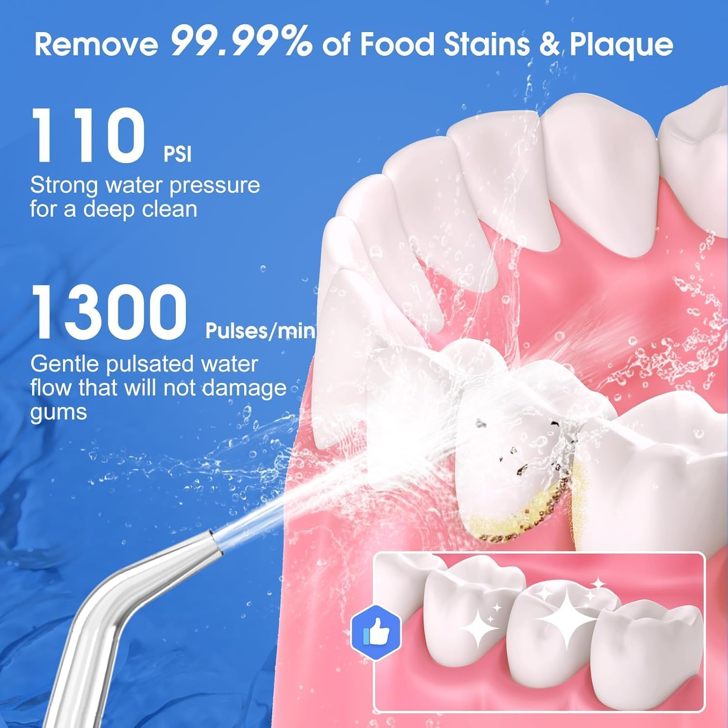 Mom's Aura Water Dental Flosser Teeth Pick -Portable Oral Irrigator with 5 Modes, Rechargeable IPX7 Waterproof Orthodontic Teeth Cleaner Pick Cordless for Home Travel-300ml Water Tank (white) 1