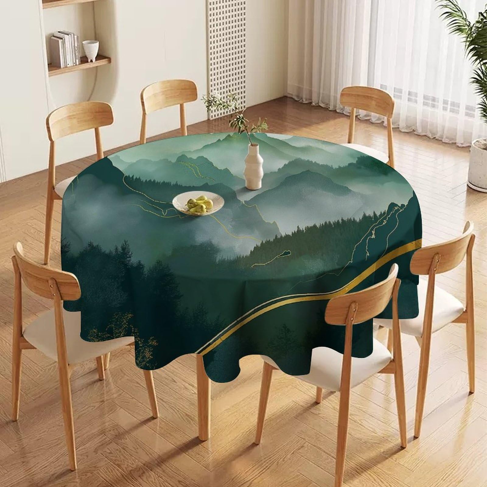 ORDOBO 3D Printed Tablecloth - Abstract Mountain Fashion Table Protect Cover Waterproof Wipeable For Kitchen Dinner Garden Dining Home Decoration 91X91Cm