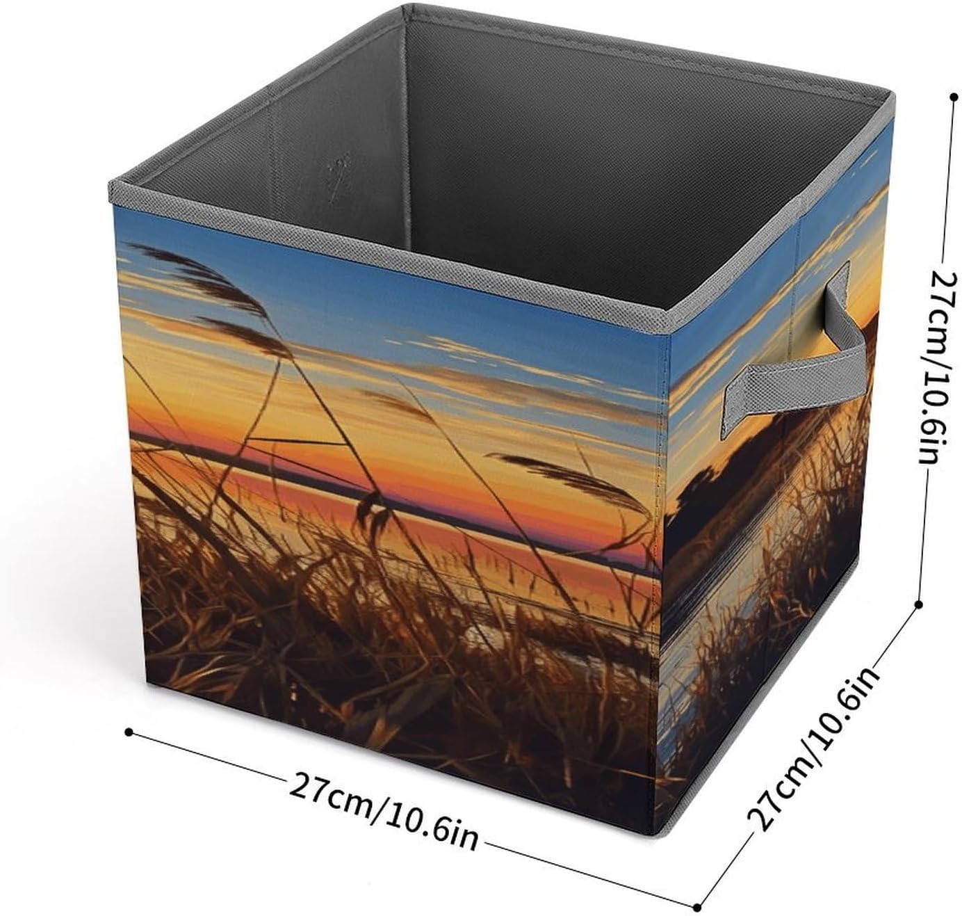 Reeds by The River Fabric Bins Storage Basket Square Baskets | Storage Bin with Double Handles,Cube Collapsible Organizers for Organization,Closet,Shelves,Offices