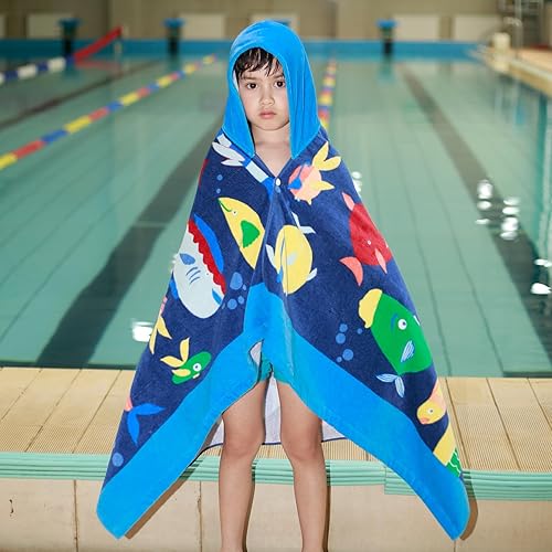 Miniatura 113 de Toallas de baño para niños, toalla para niños con capucha para playa, baño, piscina, toallas de natación de 30 x 50 pulgadas, tamaño grande, ultra