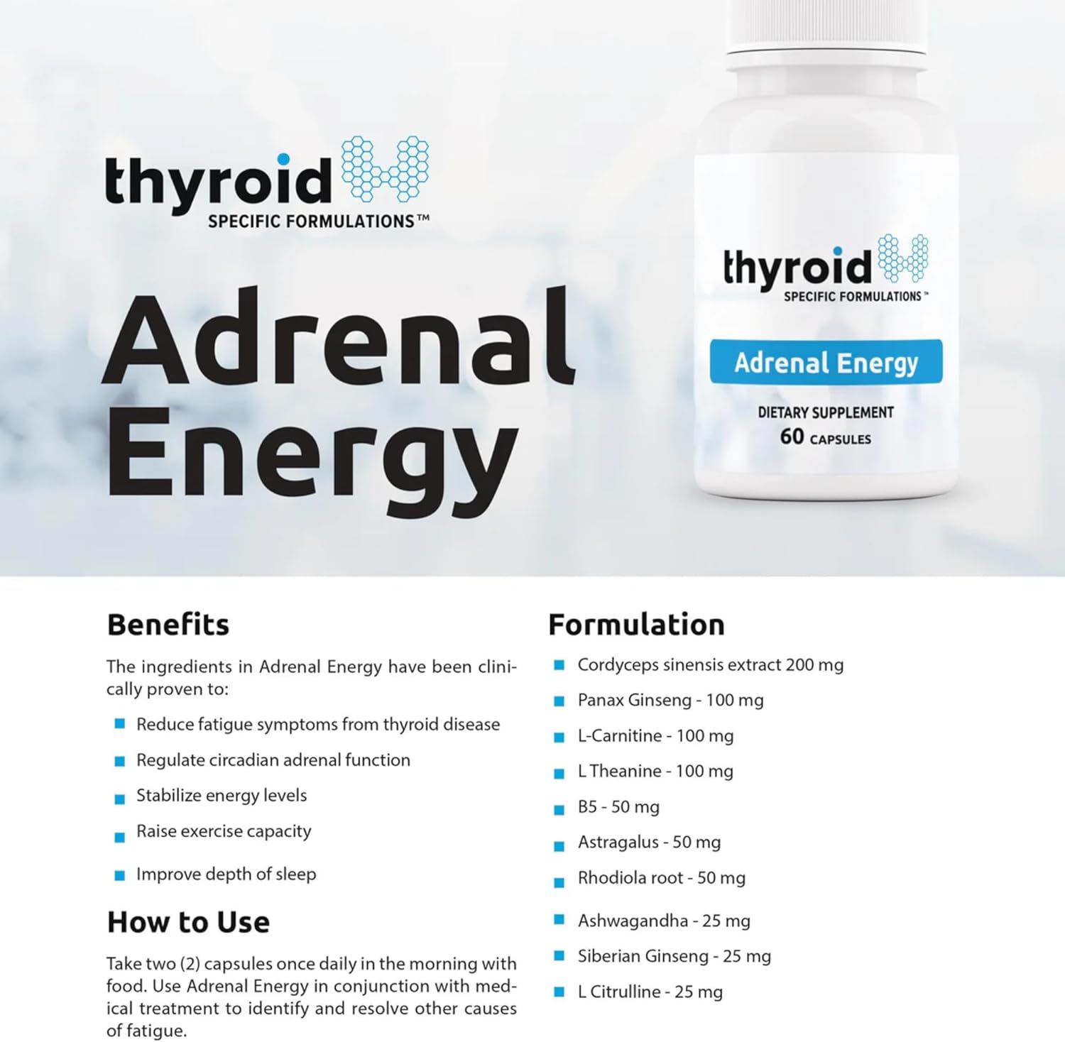 Adrenal Energy – Doctor-Formulated Adrenal Support for Energy & Stress Balance – Supports Healthy Adrenal Function & Sleep – With Rhodiola, Ashwagandha, Cordyceps, B Vitamins & More – 60 Capsules