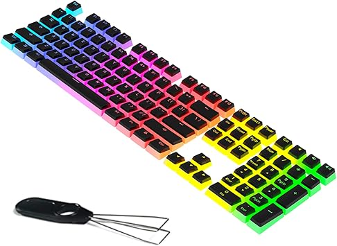 Manbasnake Pudding Keycaps Double Shot PBT Keycap Set with Translucent Layer,for 104 87 61 Keys RGB Backlit Mechanical Keyboards,OEM Profile,US Layout-Black