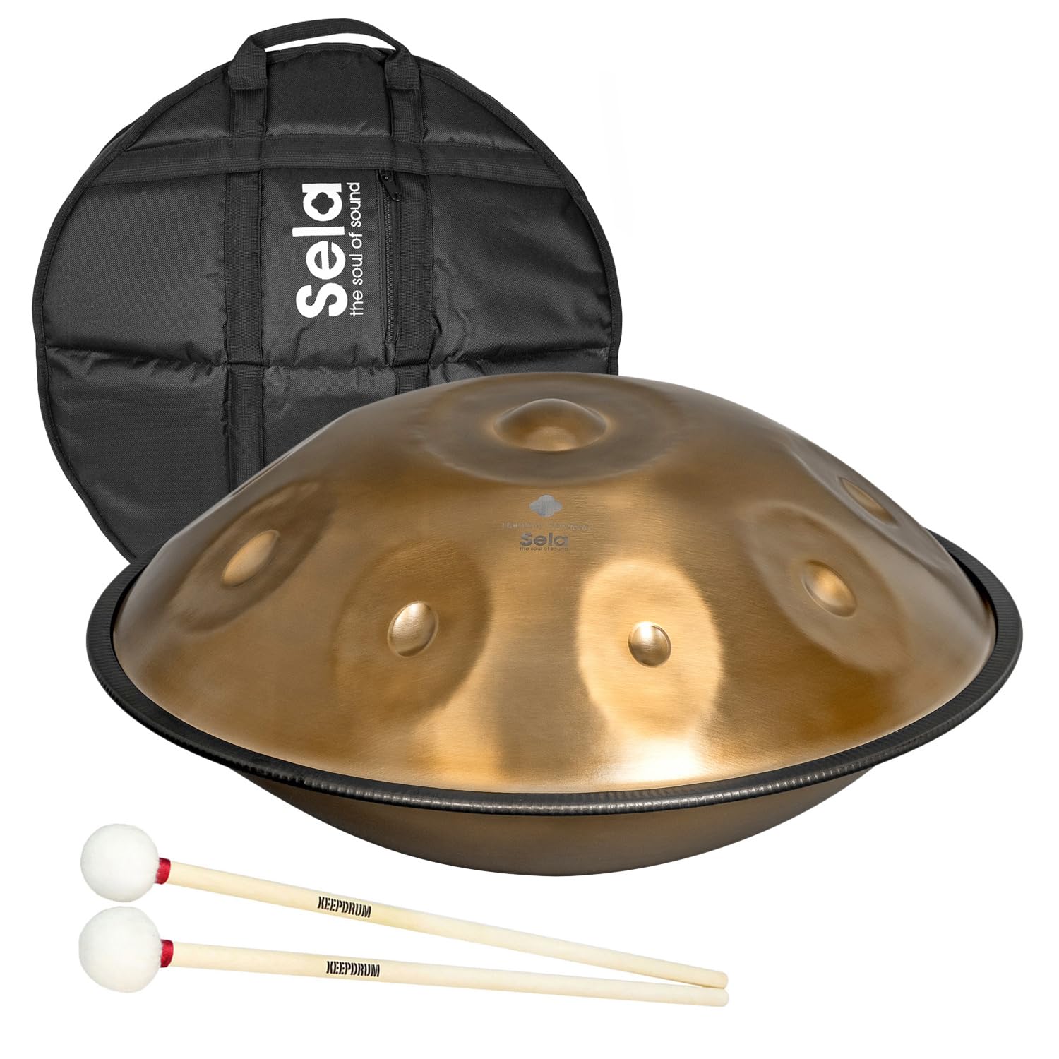 Sela SE 211 Harmony Handpan F Low Pygmy Stainless Steel + Keepdrum Beater
