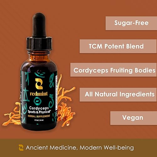 Miniatura 9 de Redmint Cordyceps - Tintura de hierbas de hongos - Deportes y físicos  Arraigado en la sabiduría antigua de TCM  Suplemento de mezcla de hongos para