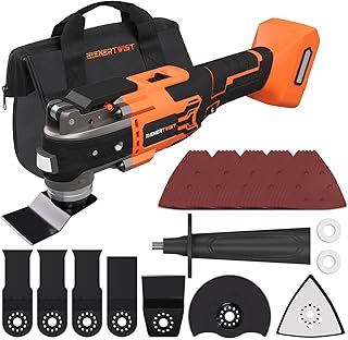 Brushless Oscillating Tool Compatible for DEWALT Battery,6 Variable Speed Cordless Oscillating Multi-Tool with LED Light, Carrying Case for Cutting, Scraping, Sanding, Tool Only w…