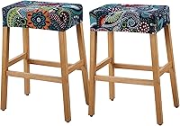 Vista 30 de YISUN Fundas de taburete rectangulares, paquete de 2 fundas elásticas impermeables para asiento de silla de montar, taburetes de bar, sillas de bar