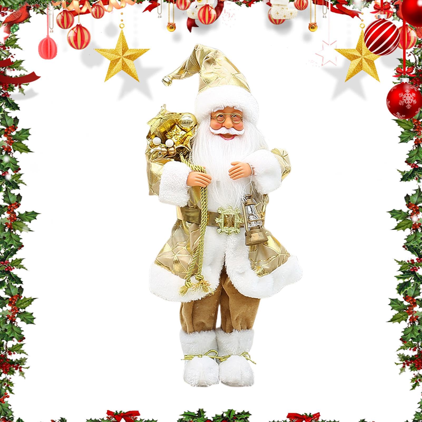 Estatua De Papa Noel Figura De Pie De 46 Centímetros | Decoración De Figura De Papa Noel Para Navidad De Pie Para Hogar Mesa Escritorio Ventana Chimenea Familia Amigos Colegas y