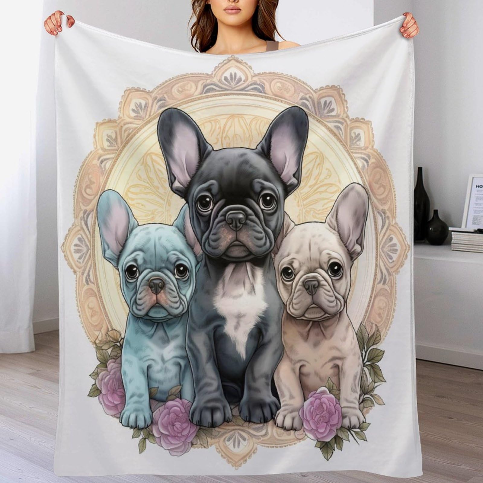 Manta de lana de Bulldog francés, el regalo acogedor perfecto