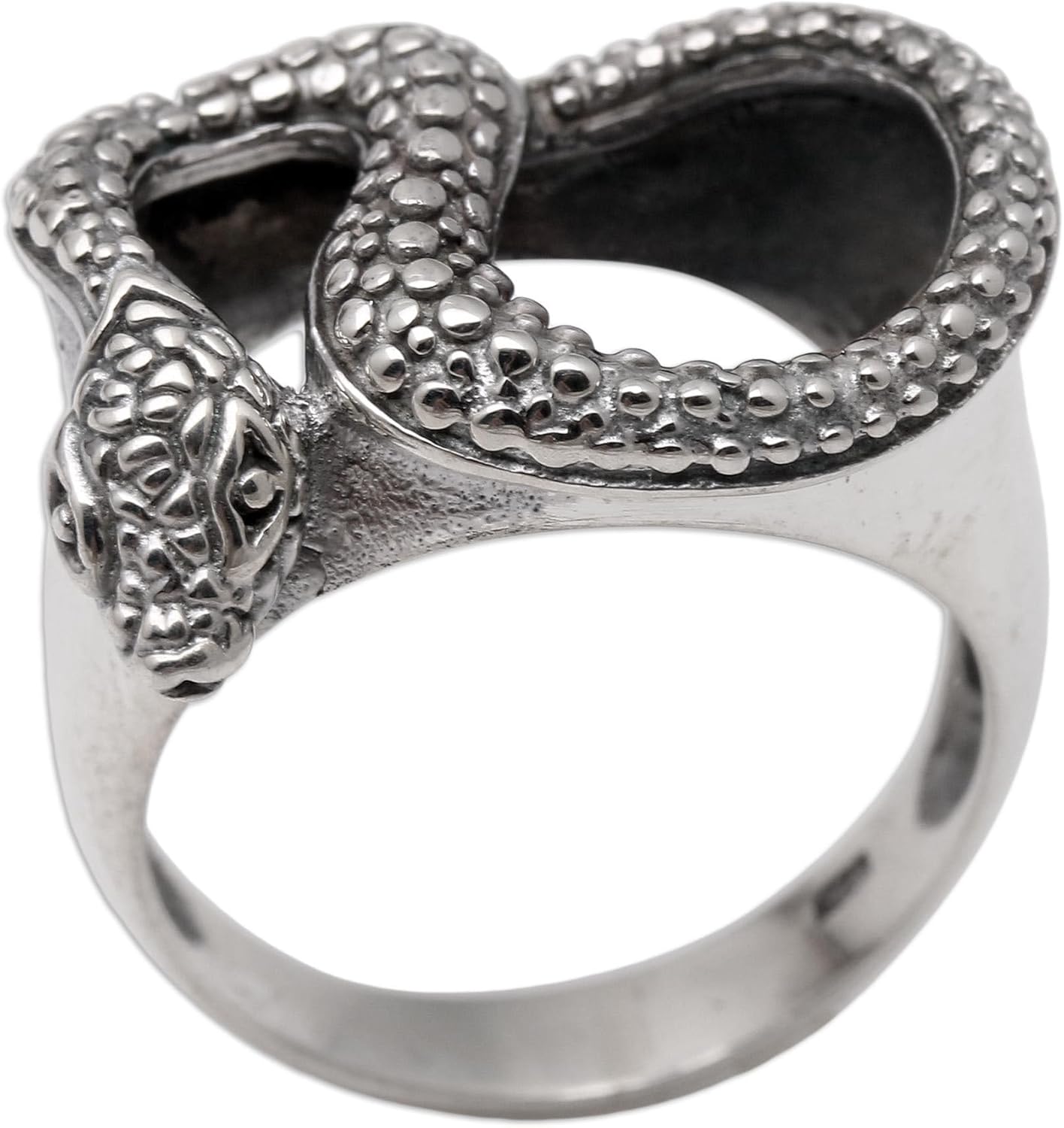 NOVICA Artisan Handmade .925 Sterling Silver Men's Cocktail Ring Snake Indonesia Animal Themed Halloween 'Slithe Snake'