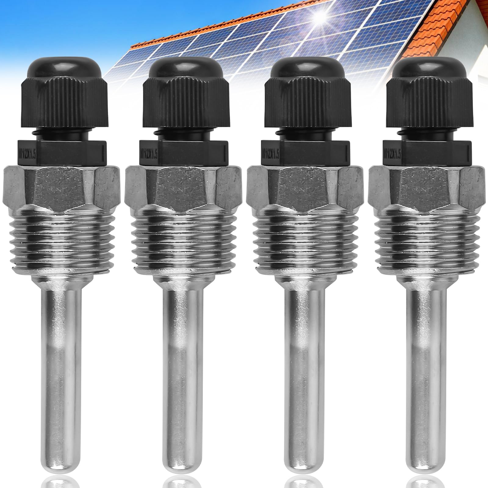 4 pezzi Thermowell, 8 x 50 mm manicotto sommergibile in acciaio inox, filettatura G1/2 pollici per sensore di temperatura, tubo di protezione per sensore di temperatura, tubi di protezione