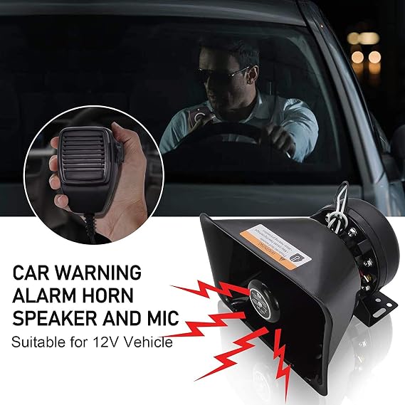 Police Siren Speaker - DC 12V 200w Car PA System kit with emergency siren horn Speaker loud 9 sound Wired Handheld Microphone Loudspeaker Emergency Siren Electronic For vehicles Truck UTV ATV