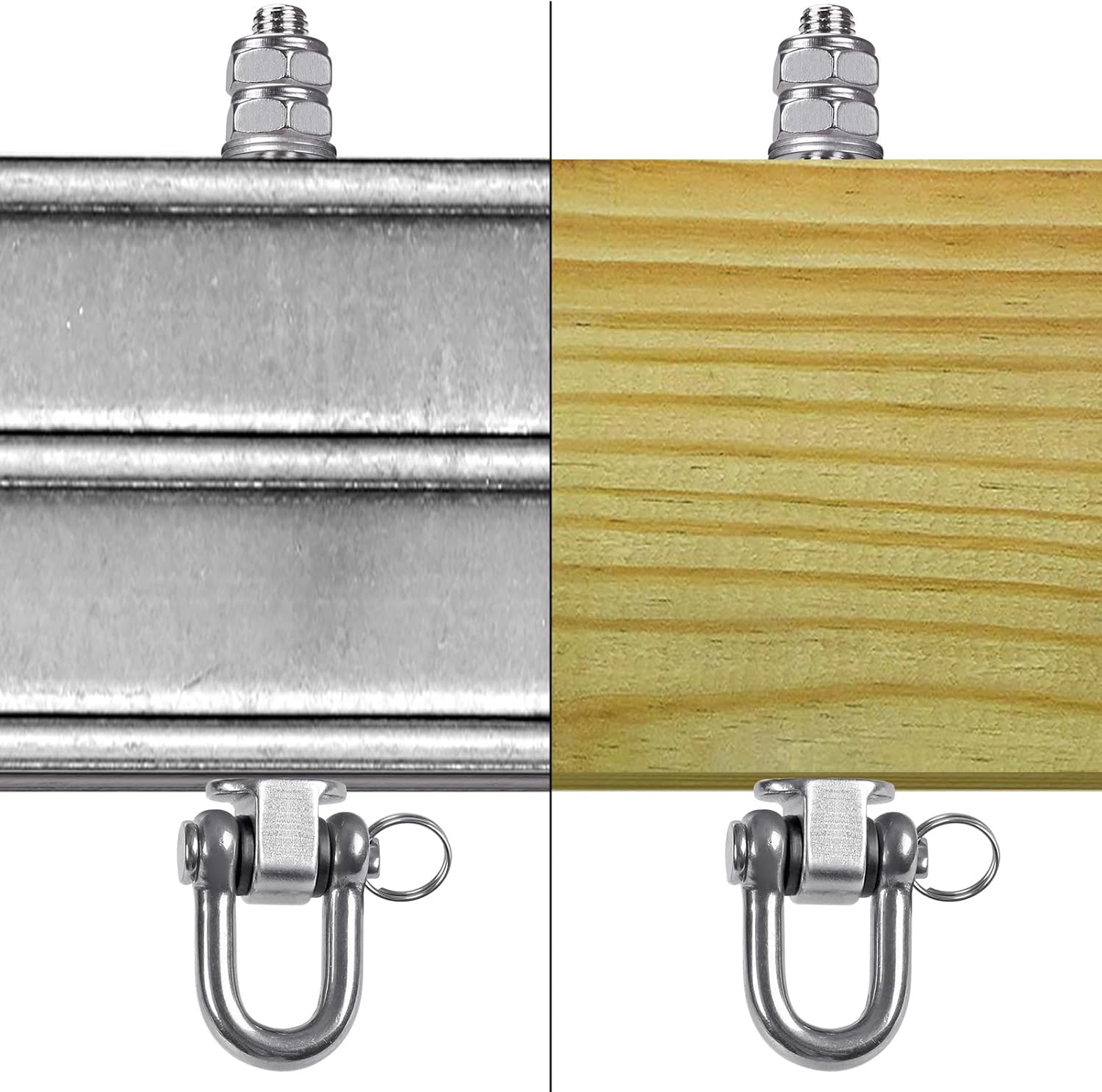 SELEWARE Heavy Duty Stainless Steel Swing Hangers with Bearings (Set of 4), Swing Bolts M10 x 9", 1800LB Capacity for Wood & Steel Beams, Yoga Hammock, Porch Swing